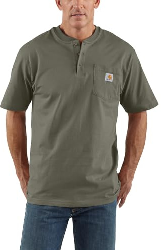Carhartt Men's Dearborn Loose Henley T-Shirt, Dusty Olive, XX-Large