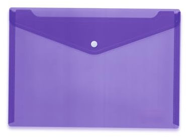 HERMA 20078 Dokumententasche A4 Transparent Violett Lila, kleiner Sichttaschen Umschlag mit Druckknopf, Briefumschlag aus Plastik für Schule, Uni, Büro, Reise