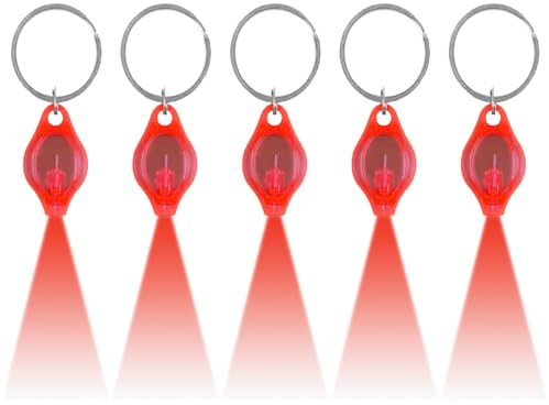 MODOAO LED-Schlüsselanhänger, kleine Taschenlampe, 5 Stück, rotes Licht, Mini-Taschenlampe, multifunktionaler Schlüsselanhänger, Notfalllicht, tragbare Schlüsselanhänger-Taschenlampe für Camping