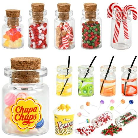 Ensemble de Nourriture Miniature pour Poupée, Miniature Nourriture Accessoires, Accessoires de Cuisine Kit de Nourriture et de Vaisselle, pour Maison de Poupée Miniature Décoration