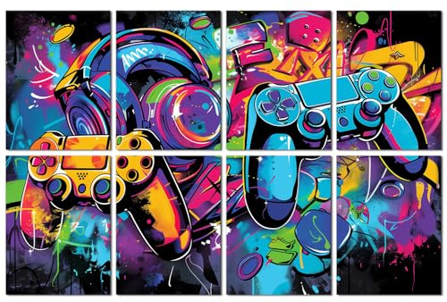 FurnoFlexArt Acoustic Panels Tiles Decorative Room Sound Proof Foam Absorbing Panels Noise Dampening Canceling Reducing Blocker for Walls (Game Graffiti)