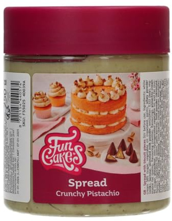 FunCakes Untable Pistacho Crujiente: Dulce, Cremosa y Súper Versátil: Adecuada para Tartas, Cupcakes, Galletas, Croissants, Macarons, Tortitas, Chocolate y Helado - 250g