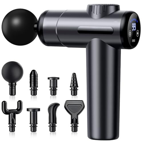 GQBVPN Massage Pistole, Massage Gun Percussion Muskel Massagegerät mit 99 Geschwindigkeiten Einstellbar Masagepistoll Mit 8 Massageköpfen