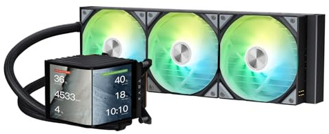 TRYX Panorama 360 ARGB Black 360mm AIO Water Cooler | 6.5'' 3D Anamorphic Effect AMOLED Curved Screen – 320W TDP – Magnetic ARGB Fans – for Intel & AMD CPUs