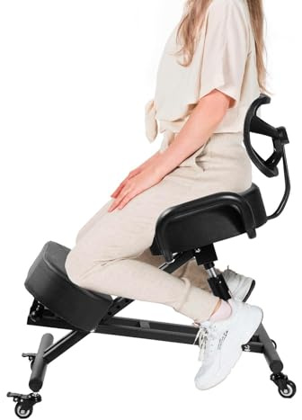 Genérico Silla ergonómica de Rodillas con Respaldo, Taburete Ajustable para el hogar y la Oficina con Asiento Inclinado para una Mejor Postura, Cojines Gruesos y cómodos