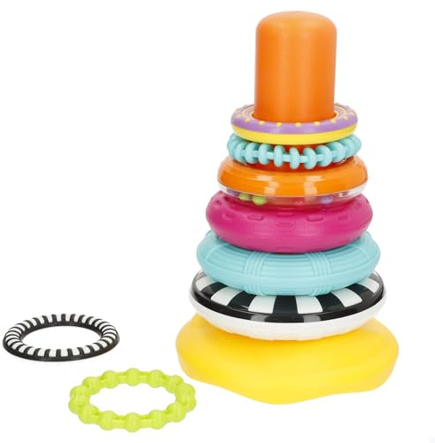 winfun Torre apilable bebé, Base tambaleante, 8 Anillos, Libre BPA, Tentetieso, Juguete multisensorial, Colores y Texturas, Juguetes apilables para bebés, para niños +6 años (46885)