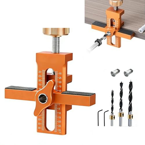 Set di Posizionatore di Installazione della Porta Dell'armadio, Accessori per il Montaggio 2 in 1 con 3 Punte in Lega di Alluminio Dima di Montaggio per Ante per la Lavorazione del Legno(Arancione)