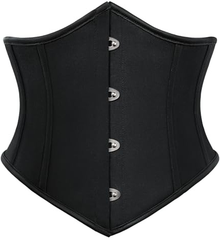 SCARLET DARKNESS Korsett för damer, underbyst kroppsformare, korsett, magekontroll, steampunk, bred bälte, svart, 44