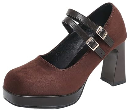 Donna Scarpe Tradizionali Scarpe Donna con Tacco Classico Piattaforma Tacco Quadrato Cinturino Mary Jane Comodo Stivaletti Oxford Cerimonia
