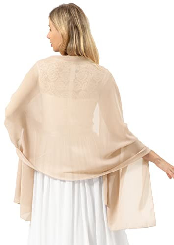 Bridesmay Mujeres Chales Bufanda De Gasa Para Boda Playa Fiesta Noche Champagne L 200cm*75cm