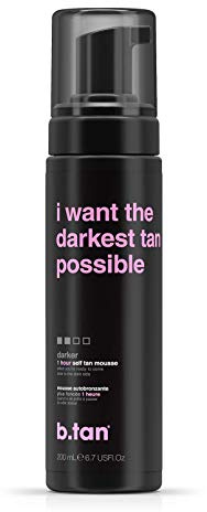 b.tan Selbstbräuner | I Want The Darkest Tan Possible - 1 Stunde Selbstbräunungsmousse für Eine Sehr Dunkelstes Bräune, Tierversuchsfrei, Vegan, 200 ml