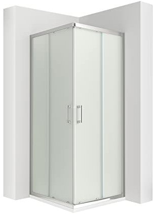 MOG Duschkabine mit Schiebetüren 90x100 cm Höhe: 180 cm Eckdusche mit Rollensystem aus 6mm satiniertem ESG Glas DK77 - alle Grössen
