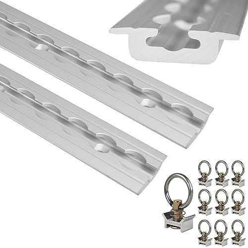 NTG 2 x 2 m guide in alluminio per airline, da infilare, a scomparsa come profilo inferiore con fori 2 m 1975 mm, set risparmio con 10 raccordi in alluminio