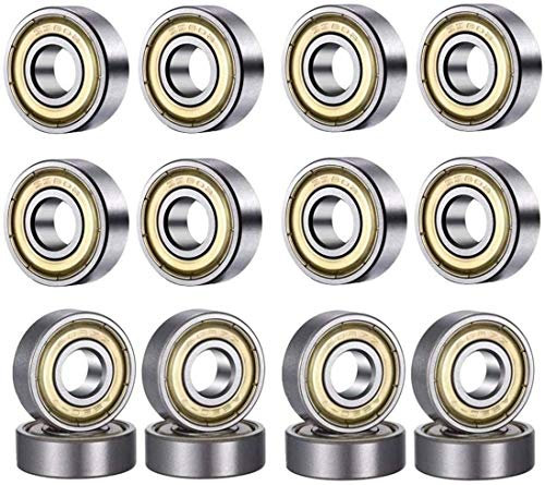 WANGZAIZAI 608 ZZ Kugellager, 20 Stück 8mm x 22mm x 7mm Metall Double Shielded Miniatur Rillenkugellager für Skateboard Roller Inline Skates