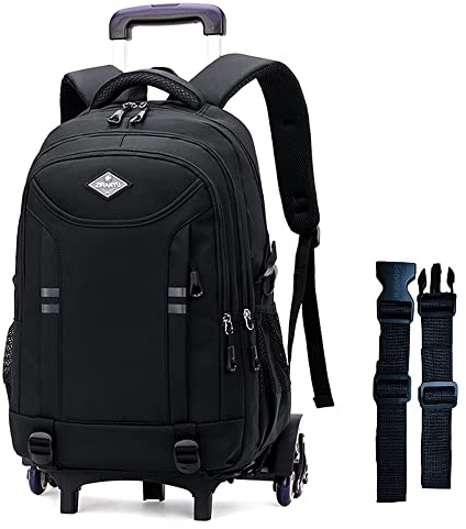 Rolling Backpack for Boys Elementary School Bag with Wheels Travel Trolley Bag 2 wheels and 6 wheels