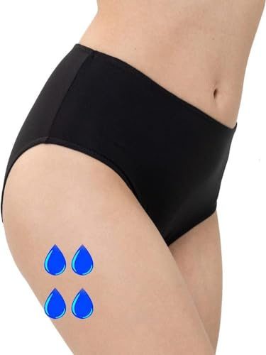 Slipss | Slip Donna per Incontinenza con Inserto Cucito, Mutande Assorbenti a Vita Alta Lavabili e Riutilizzabili, Assorbenza Medium 350 ml, Taglia M, Nero