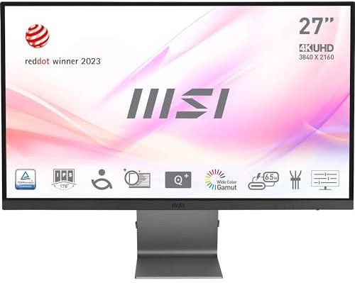MSI Modern MD271UL Monitor Business, 27“ 4K UHD IPS- 60Hz , 4ms, 3840x2160, schermo eyefriendly, 99% DCI-P3 / 139% sRGB Colour Gamut - 2x HDMI 2.0b, DP 1.2a, USB Type-C (65W PD)