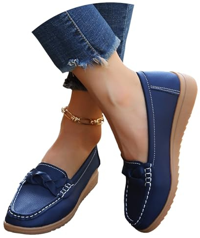 tinetill Mocassini Scarpe da Donna Scarpe da Barca Scarpe Basse Vintage in Pelle Morbida Mocassini Estivi Antiscivolo Scarpe da Trekking Piatte Tempo Libero Scarpe First Walker