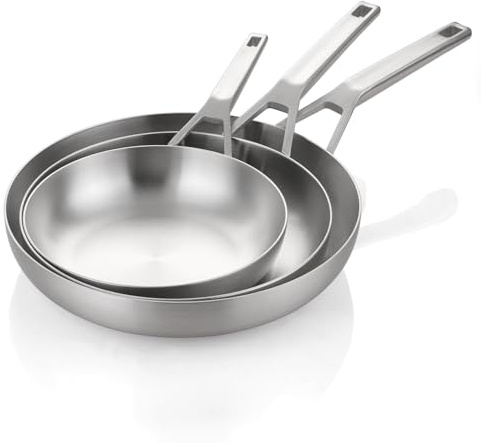 Yeksum Stainless Steel Pan Set, All Cooktops Up to 600℉,Tri-Ply Stainless Steel Frying Pan Set, 8+10+12, Chef's pan,Skillets, Nontoxic Fast & Even Heat