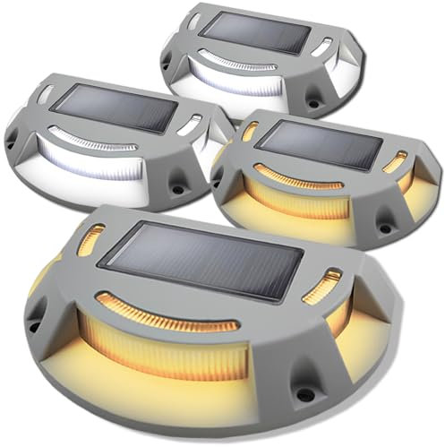 kpslucerna Solar Bodenleuchten Aussen Solarleuchten für Außen IP67 Led Solar Gartenleuchten, 4 Stück Aluminiumlegierung Solarlampen für Terrassen,Auffahrt, Balkon, Gehweg Patio