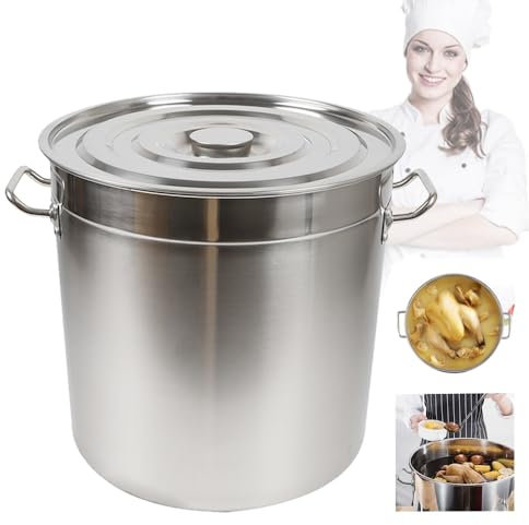 Kastruller, 201 rostfritt stål, 50 l/70 l kastrull stor, matlagning kanna 650 ℃ hållbar temperatur, soppgryta med krukor lock, jumbottnegryta (70 l)