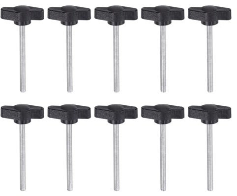 QUARKZMAN 10Pcs Vis de Serrage Étoile Vis à Oreilles M4 x 50 mm Filetage Mâle Standard Boutons en Plastique T/Z Réglables Poignées de Serrage à Main Poignées de Serrage, Noires
