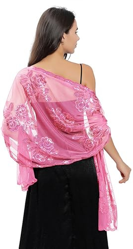 FAIRYGATE Wrap Bridal Evening Cape Sequin Deco Wraps Shawl Capelet Bolero Hand Washable Women's Shawls Cover Up Scarves Lightweight Evening Party Dresses Shawl Shawls for Weddings UC1627
