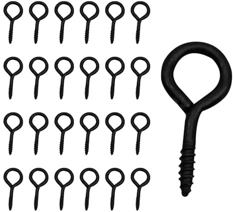 lokxmve Lot de 50 vis à œillets noires avec filetage en bois - 16 mm x 30 mm - Pour la fabrication de bijoux, l'artisanat, les cadres photo, la décoration de vacances