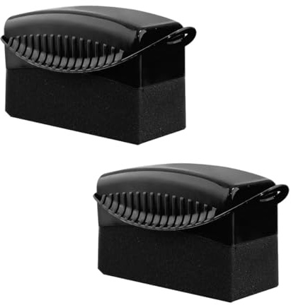Ohleats 2 PCS Tire Dressing Applicator, Wheel Dressing Tire Shine Applicator Pad with Lid, Reusable Wheel Detailing Foam Tire Waxing Wipe Polishing Sponge, Universal Car Accessories (Black)