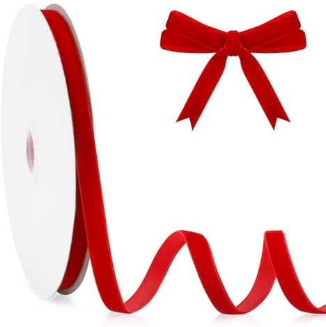 Cinta Terciopelo Rojo 10 mm X 23 m Cinta de Terciopelo Cinta Roja Navidad Cinta Regalo Cinta Navidad Cintas Navideñas para Arbol DIY Lazos Navidad Grandes Cintas Navideñas Cinta De Regalo San Valentin