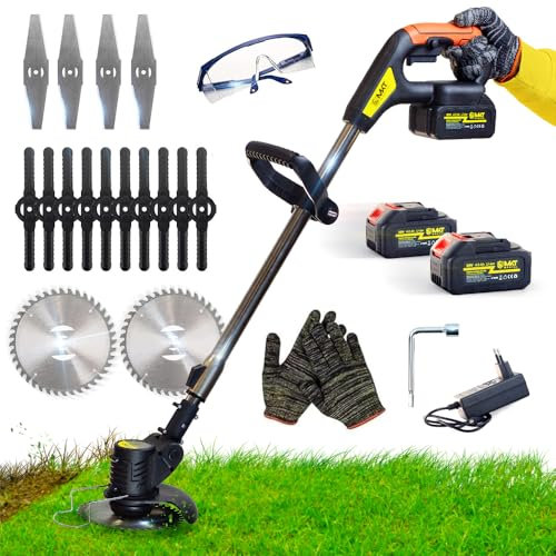 MAKTUL Desbrozadora Batería Eléctrica 8000mAh (2 Baterías 4000mAh 20V) Potente 18.000 RPM, Cortabordes Multifunción 3 en 1 Arbustos Césped, Cortacesped Eléctrico Ajustable para Jardin con Accesorios