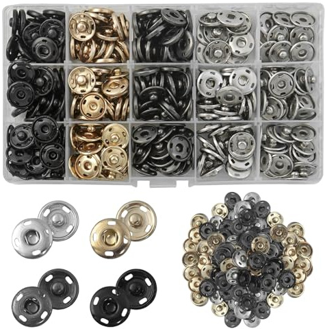 Hevysuo 150 Pièces Boutons Pression à Coudre,15mm Acier inoxydable Fermetures à Pression Bouton,4 Couleurs Boutons Pression Légers,pour DIY,Vêtements,Sac à Main,Loisirs Créatifs