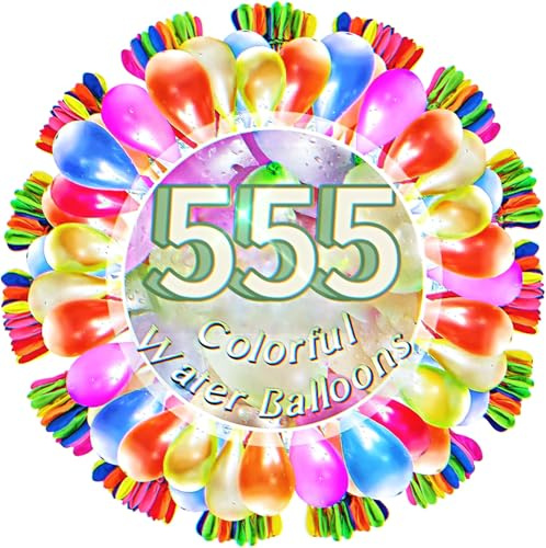 Water Balloons,555Pcs Bunt Wasserballons mit Rapid Fill Water Balloons Self Closing Water Bombs Self Sealing Colorful Water Balls Summer Outdoor Water Toys For Poolparty,Strand Party Water Fights (B)