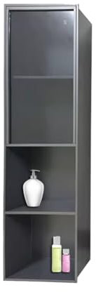 DLAZUM Nicho de Ducha de Acero Inoxidable sin Azulejos, nicho Empotrado en la Pared con Puerta de Vidrio para Almacenamiento en el baño.(7857357-Black-28x14x120cm)