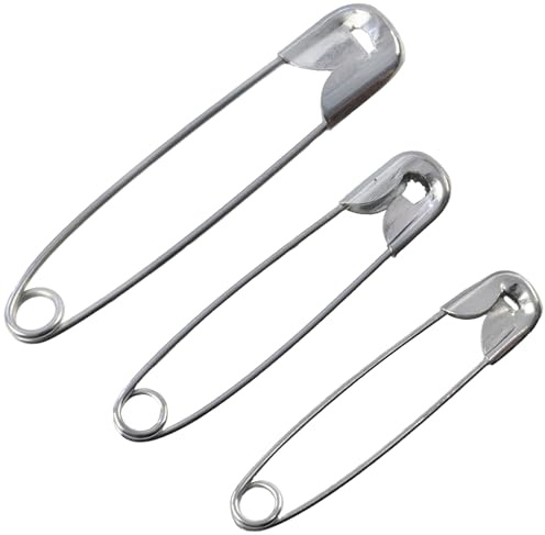 AERZETIX - Set di 12 spille da balia classiche 28mm 32mm 38mm - in metallo - colore argento - per tessuti cucito artigianato gioielli