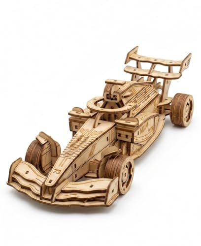 NiXiM 3D Puzzle Racing Formula Rompecabezas 3D de Madera, Ruedas giratorias, tecnología de Corte láser, Modelo de Coche de Madera DIY