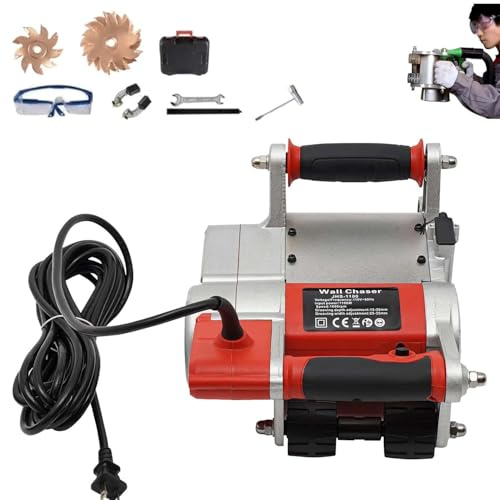 CUTANGELAR Macchina Per Scanalature A Muro Portatile Con Motore Da 1100 W, Funziona Sia Come Fresatrice Per Calcestruzzo Che Come Scanalatrice Per Muri In Mattoni.(Red)
