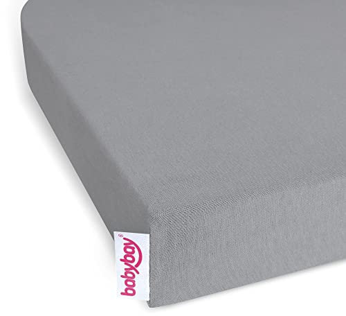 babybay Jersey Spannbetttuch Deluxe Doppelpack passend für Modell Original, grau
