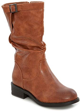Toocool Bottes Biker Femme Style Motard Simili-Cuir Boucle Zip Talon Bas LO-991