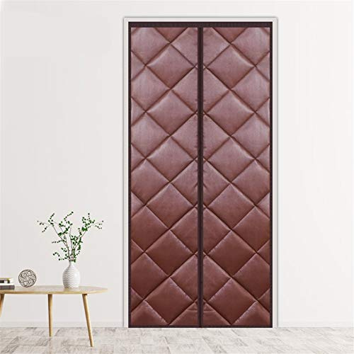Liveinu Cortina Térmica Magnética Con Aislante Térmico Para Puerta Insonorizante Impermeable Aislamiento Cortina Mosquitera Magnética Para Puertas con Térmica y Aislante 70x210cm Cuero PU Marrón