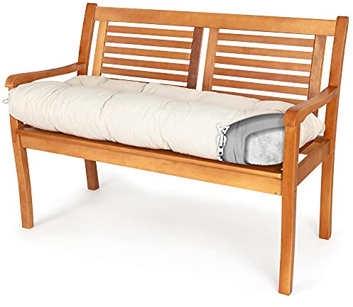 Spatium Bänkdyna, Bench kudde, Pad-kudde avtagbart örngott, vattentåligt, resistent mot fläckar 30 storlekar i 7 färger (140 x 40 x 10cm, Beige)