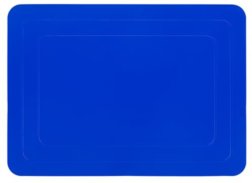 Mars Wellness Rectangular Non Slip Silicone Mat - Anti Slip Large Table Coaster Pad - 9.8 X 7 - Eating Aids, Baking, Crafts, Table, Counter or Any Surface - Blue