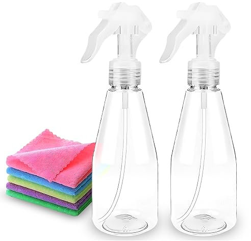 BRONZLO® Spray Bottles Pack of 2 200ml Water Spray Bottles Plant Mist Clear Empty Plastic Sprayers for Gardening, Cleaning, Air Freshening, Essential Oil