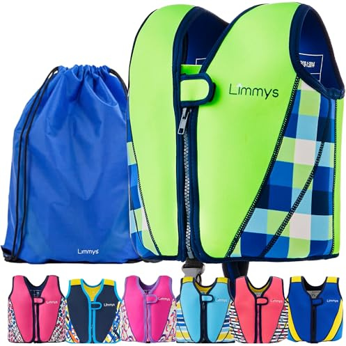 Gilet da Nuoto Limmys per Bambini – Sistema di Galleggiamento Regolabile a 8 Pannelli, Certificato CE, Design Premiato, Comfort in Neoprene Morbido, Struttura Resistente, Sacca Inclusa