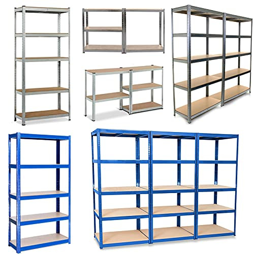 DayPlus Étagère de rangement, 200 x 100 x 50 cm, pour charges lourdes, avec fond en métal, réglable, pour cave, atelier, montage facile, charge maximale : 875 kg, bleue