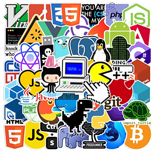 50 adesivi Programmer per valigia, skateboard, laptop, computer, bottiglie d'acqua, auto, ragazzi, ragazze, decalcomania, impermeabile