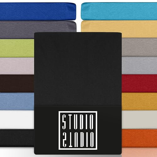 STUDIO Basic Spannbettlaken 90x200cm – Jersey-Spannbetttuch aus 100 % gekämmter Baumwolle – Anthrazit – Öko-Tex Zertifiziert, bügelfrei & elastisch – für Matratzen 15–25 cm