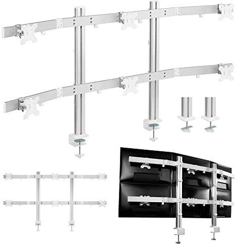 Xantron® Monitor Halterung 6 Monitore 17 bis 32 Zoll oder VESA 75x75 & 100x100mm / Tragkraft: 8kg pro Monitor/Monitorhalterung Schwenkbar Neigbar inkl. Tischhalterung