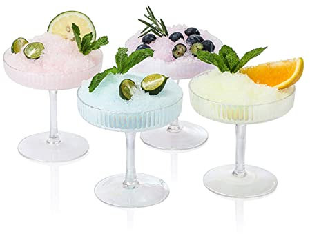 LIBOOI Lot de 4 verres à martini, 120 ml, verres à cocktail, soucoupes à champagne, verres à vin, verres à dessert, pour maison, bar, fête