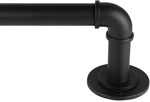 Industrial Curtain Rods for Windows 28 to 48 Inches, Blackout Wrap Around Curtain Rod, for Indoor and Outdoor, 7/8 Inch Diameter, 33 to 45 Inches, Black